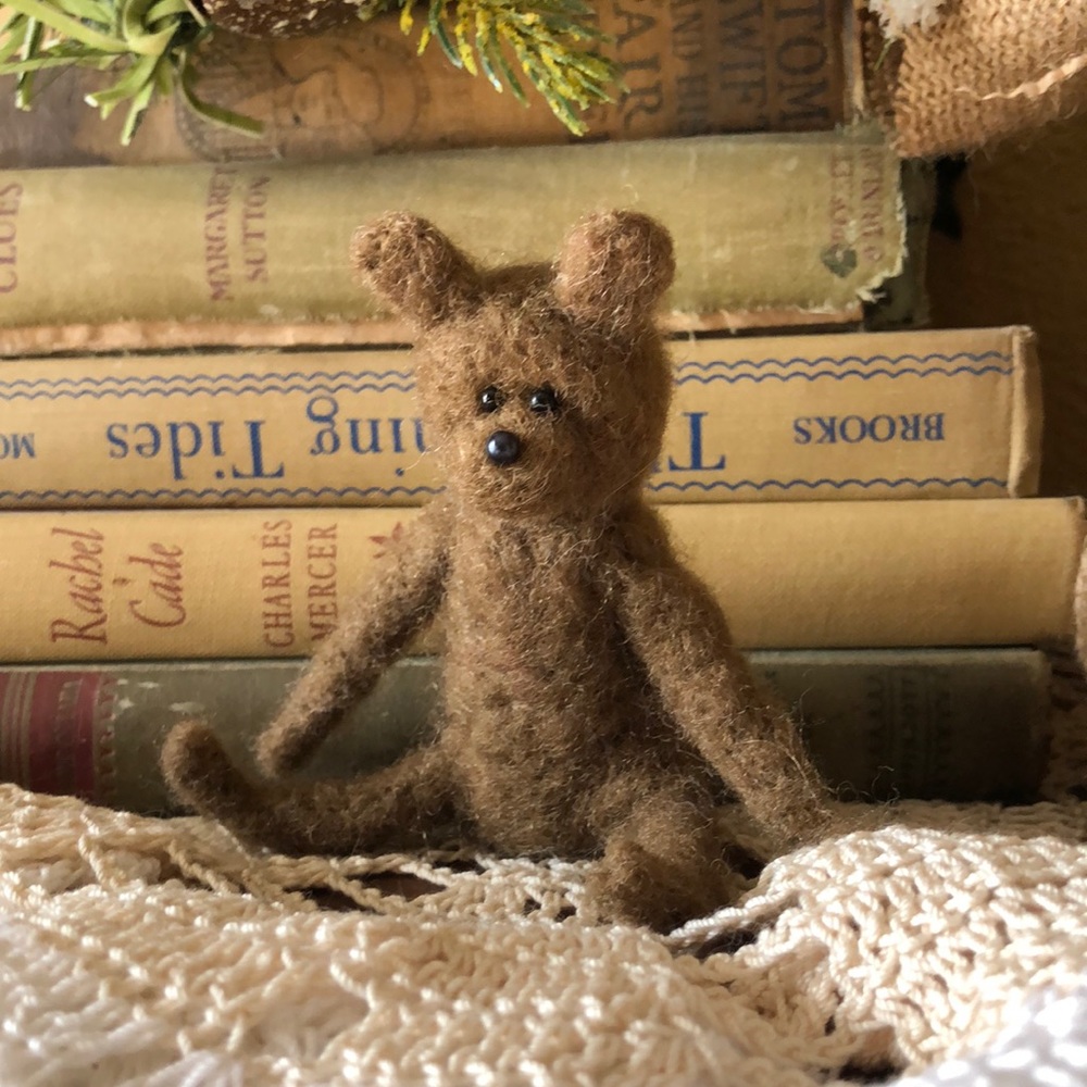 COPY - Handmade Needle Felted Teddy Bear with removable Santa hat